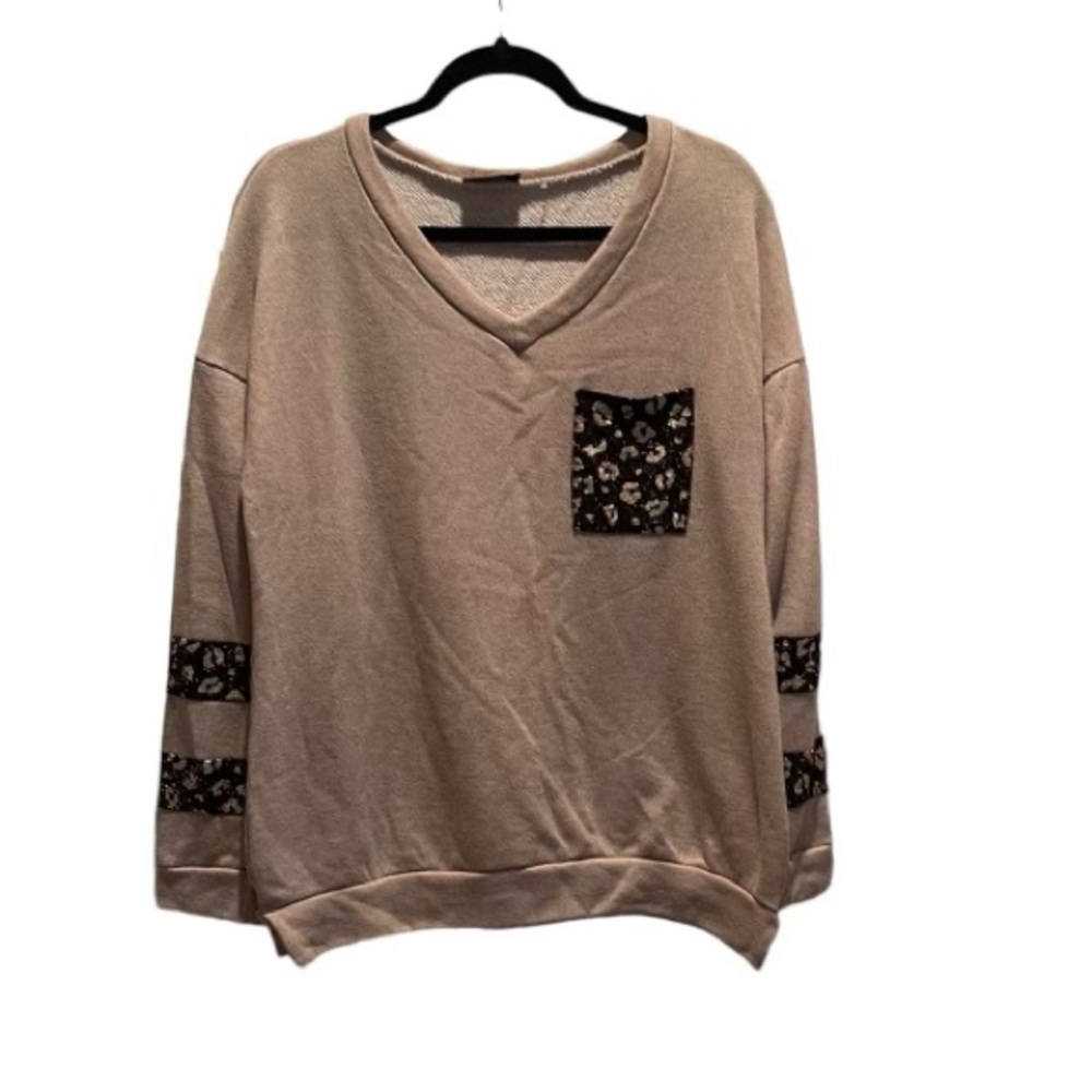 LTX Sportswear Metallic Gold Leopard Print Long Sleeve Top Size M